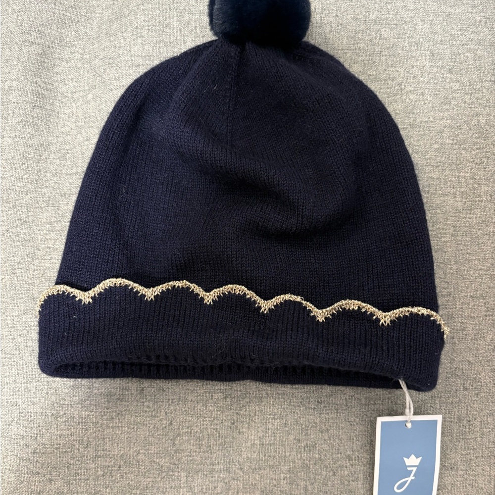 Jacadi Dark Blue Knit Hat with Pom-Pom NWT